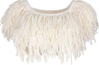 Fringed Off-Shoulder Cropped Top