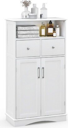 Bathroom Floor Cabinet Freestanding Storage Cabinet with 2 Doors White