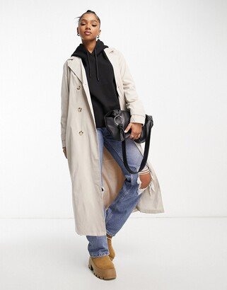 oversized trench coat in stone