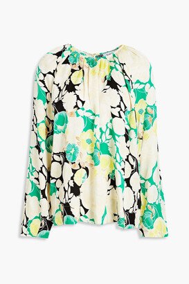 Floral-print satin blouse