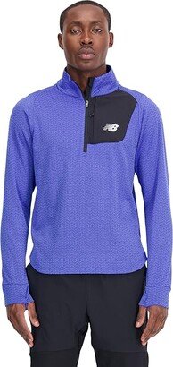 Heat Grid 1/2 Zip (Marine Blue Heather) Men's Clothing