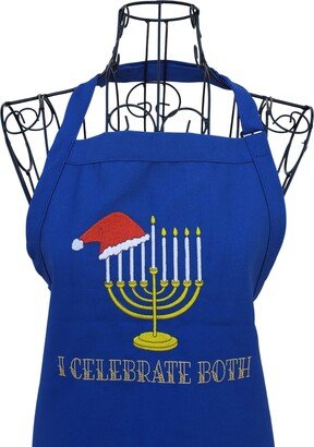 I Celebrate Both Hanukkah Embroidered Full Length Bib Apron