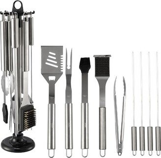 Cheer Collection 10-Piece Stainless Steel BBQ Grilling Utensil Set on Carousel