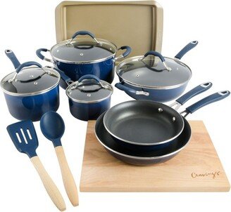 14 Piece Nonstick Aluminum Cookware Combo Set in Blue