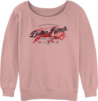 Women's Y Yellowstone Dutton Ranch Junior's Raglan Pullover with Coverstitch