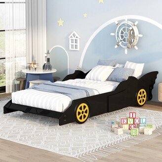 GEROJO Twin Size Platform Bed, Race Car-Shaped Design