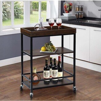 Simplie Fun Retro Kitchen Serving Cart and Islands, Rolling Cart with Storage, Bar Carts Serving Tray