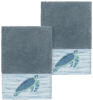 Mia Embellished Washcloth - Set of 2 - Teal