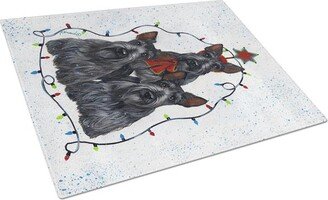 PPP3176LCB Scottie Christmas Family Tree Glass Cutting Board