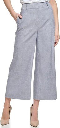 Wide Leg Crop Pants (Midnight/Ivory Melange) Women's Clothing