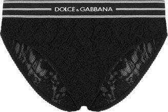 Lace briefs with branded elastic