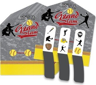 Big Dot of Happiness Grand Slam - Fastpitch Softball - Birthday Party or Baby Shower Game Pickle Cards - Pull Tabs 3-in-a-Row - Set of 12