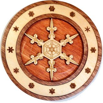 Snowflake Waterproof Wooden Coaster, Handmade Original Based On Century-Old Photo. Combine Orders & Build Your Own Set Of 6 For A Free Case-AA