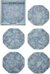 Gem Coaster in Blue, Set of 6 in a Gift Box