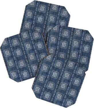 Schatzi Brown Mudcloth 3 Denim Set of 4 Coasters