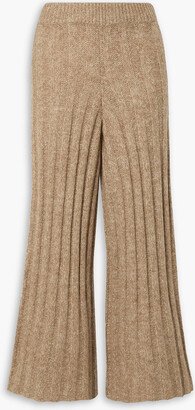 Amilah cropped mélange ribbed-knit bootcut pants