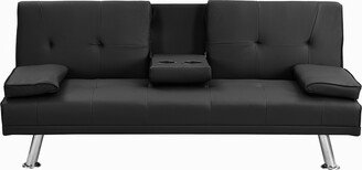 PVC Wood Sofa Bed with Armrest two holders