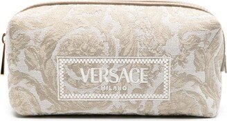 Embroidered-Logo Jacquard Toiletry Bag-AA