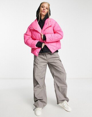 padded jacket in bright pink