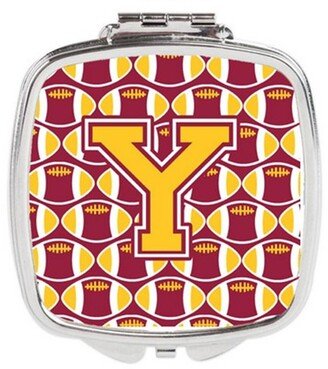 CJ1081-YSCM Letter Y Football Maroon & Gold Compact Mirror