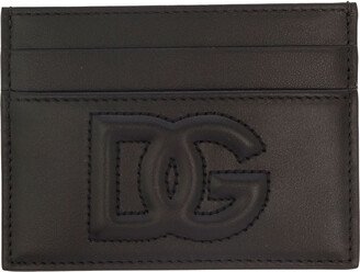 Black Card-holder With Logo Detail In Smooth Leather Woman