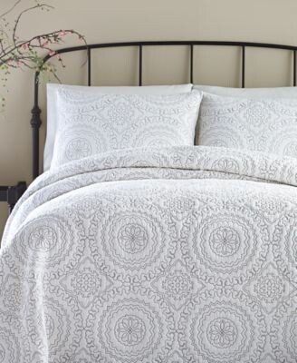 Cotton Medallion Gray Quilt Sham Collection