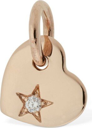 9kt Rose Gold Heart charm w/ diamond-AA