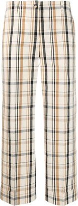 Plaid-Check Pattern Cropped Trousers