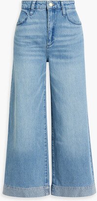 Crystal-embellished high-rise wide-leg jeans