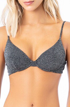 Dainty Reversible Silver Black Underwire Bikini Top