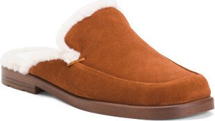 TJMAXX Shearling Lined Suede Slides For Women