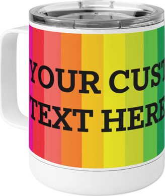 Travel Mugs: Rainbow Pride Custom Text Stainless Steel Mug, 10Oz, Multicolor