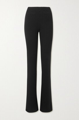 Taille Ribbed Wool Flared Pants - Black