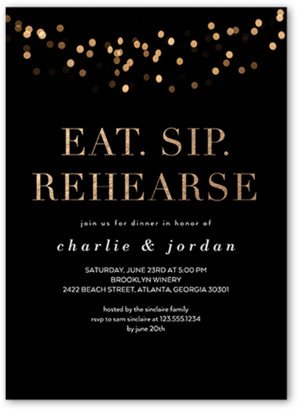 Rehearsal Dinner Invitations: Twinkle Lights Rehearsal Dinner Invitation, Black, 5X7, Luxe Double-Thick Cardstock, Square