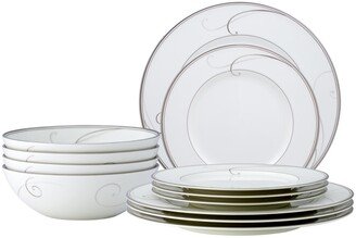 Dinnerware, Platinum Wave 12 Piece Set