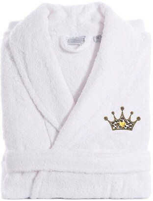 Turkish Cotton Terry Bath Robe Embroidered With Cheetah Crown Design-AD