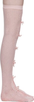 Nodress SSENSE Exclusive Pink Bow Lace High Socks