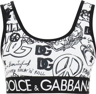 Graffiti Print Sports Bra