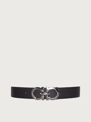 Man Reversible and adjustable Gancini belt Black/Testa di Moro-AB