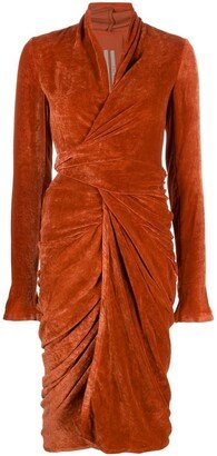 Draped Mid-Length Wrap Dress