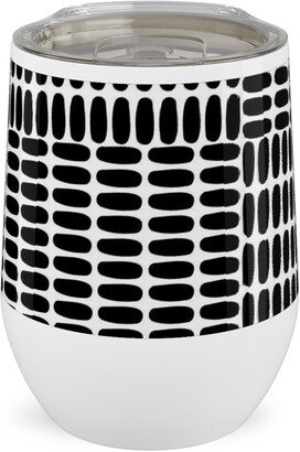 Travel Mugs: Basketweave - Neutral Stainless Steel Travel Tumbler, 12Oz, Black