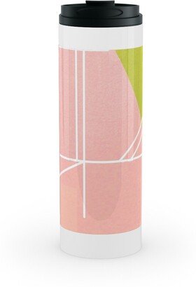 Travel Mugs: Midcentury Abstract Stainless Mug, White, 16Oz, Multicolor