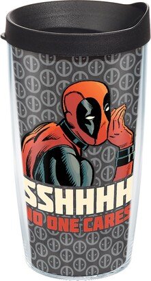 Tervis Marvel Deadpool Shhh No One Cares Made in Usa Double Walled Insulated Tumbler Travel Cup Keeps Drinks Cold & Hot, 16oz, Classic - Open Miscella