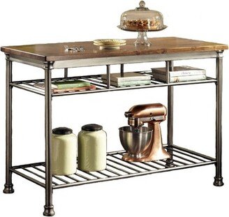 Orleans Kitchen Island Stainless Steel Base with Wood Top Brown - Homestyles