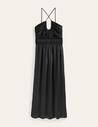 Ruched Bust Satin Maxi Dress