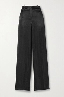 Bany Wool-satin Wide-leg Pants - Black