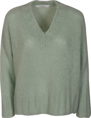 V-neck Fringe Knit Sweater