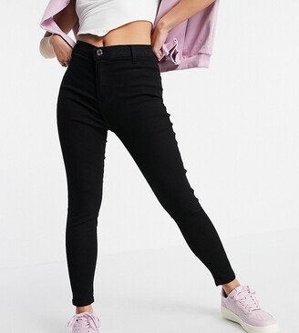 Don't Think Twice Petite DTT Petite Chloe high waist disco stretch skinny jeans in black-AA