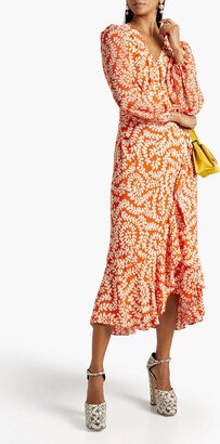 Emmet wrap-effect printed crepe midi dress