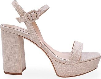 Odila Ecru Odila 70MM Linen Platform Sandals